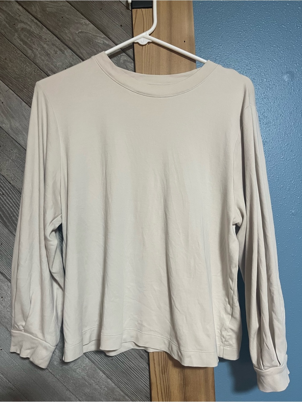 Prologue Lightweight Long-Sleeve Crewneck Top — Cream 100% cotton